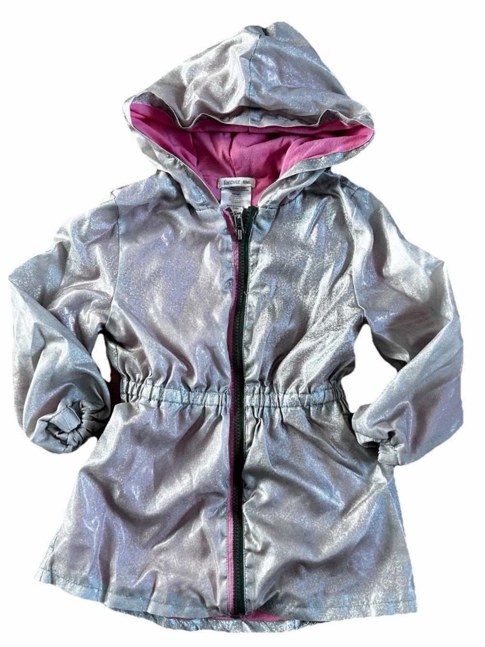 Stylish Silver Kids Raincoat with Pink Lining